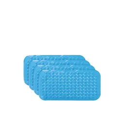 Kuber Industries 4- Pcs Blue Polyester 240 GSM Bath Rugs image 1