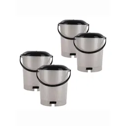 Kuber Industries 4-Pcs White & Black Check Dhakkan Pedal Dustbins - 10 Ltrs-image-32