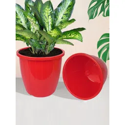 Kuber Industries 4 Pieces Red & white Textured Indoor & Outdoor Flower Pots-picture-28