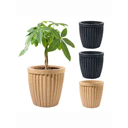 Kuber Industries 4Pcs Brown & Black Textured Roto Mould Pihu Neo Flower Planters-picture-36