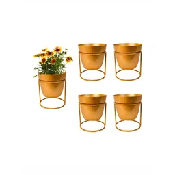 Kuber Industries 5-Pcs Brown Metal Planter with holder-picture-17
