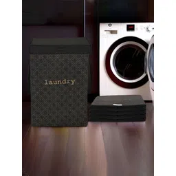 Kuber Industries 5 Pcs Printed Foldable Laundry Baskets With  Lid & Handles-75-L-picture-28