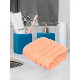 Kuber Industries 5 Pieces Peach Coloured & Orange Pure Cotton 380 Lining Face Towels-picture-15