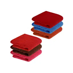 Kuber Industries 6-Pcs Blue & Red Striped Cotton 210 GSM Square Hand Towels-picture-31