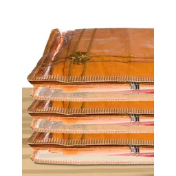 Kuber Industries 6-Pcs Gold-Toned Striped Laminated Saree Covers With Tissue Fabric-image-27