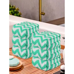 Kuber Industries 6-Pcs Green & White Printed Pure Cotton 250 GSM Face Towels-picture-43