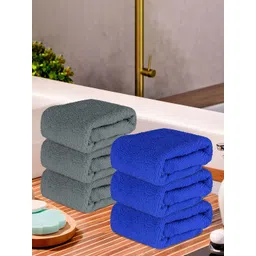 Kuber Industries 6-Pcs Grey & Blue Printed Pure Cotton 250 GSM Face Towels-picture-21
