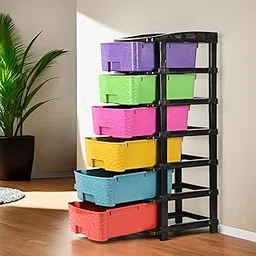 Kuber Industries 6-Tier Multipurpose Plastic Drawers Storage Organizer | Cabinets/Storage Rack for Kitchen | Space-Saving Kids Toy & Bedroom Shelf for Home/Office | Multicolor-picture-20