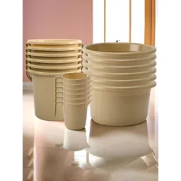 Kuber Industries Beige 18 Pieces Matte Bath Accessories Set-picture-21