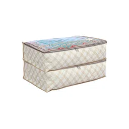 Kuber Industries Beige 2 Pieces Checked Foldable Organisers-image-43