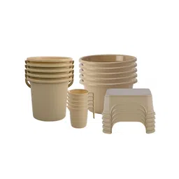 Kuber Industries Beige 20 Pieces Matte Bath Accessories Set-picture-26