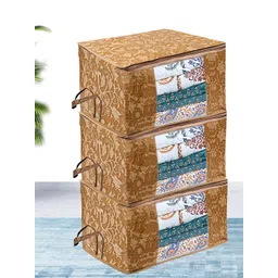 Kuber Industries Beige 3-Pieces Printed Multi-Utility Organizer-image-44