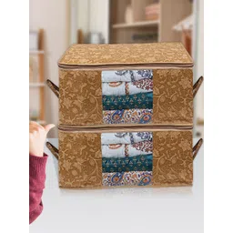 Kuber Industries Beige 4 Pieces Printed Underbed Storage Bag-image-42