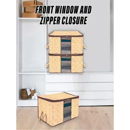 Kuber Industries Beige 6 Pieces Printed Saree Organisers-picture-34