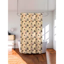 Kuber Industries Beige & Black 4 Pieces Printed Water Proof Shower Curtains-picture-33