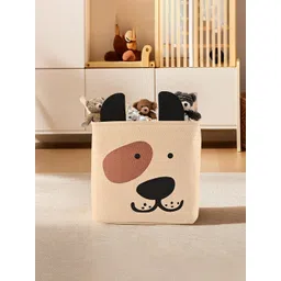 Kuber Industries Beige & Black Printed Drawer Storage Basket With Handle-picture-35