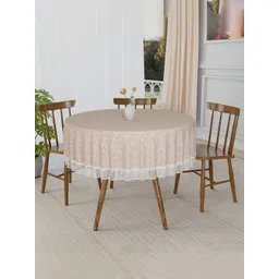 Kuber Industries Beige & Cream-Coloured Floral PVC Round 4-Seater Table Cover-picture-19