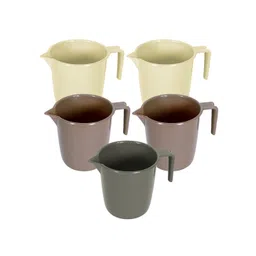 Kuber Industries Beige & Grey 5 piece Solid Plastic Bath Accessories Set-image-29