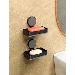 Kuber Industries Black 2 piece Solid Plastic Soap Dish-picture-32