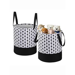 Kuber Industries Black 2 Pieces Polka Dots Printed Foldable Laundry Bag 45L-picture-27