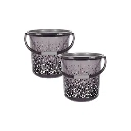 Kuber Industries Black 2 Pieces Printed Unbreakable Bathroom Buckets 18 L-picture-39