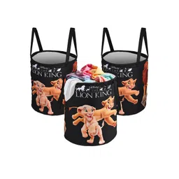 Kuber Industries Black 3 Pieces Printed Foldable Laundry Bags 45 L Each-picture-23