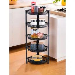 Kuber Industries Black 5 Tier Folding Plastic Fruit & Vegetable Basket Stand-picture-28
