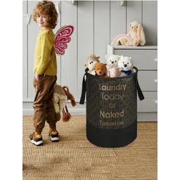 Kuber Industries Black & Beige 2 Pieces Printed Foldable Laundry Bags 45 l-picture-11