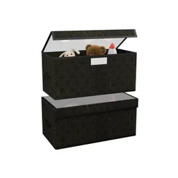 Kuber Industries Black & Beige 2 Pieces Printed Storage Box Organisers With Lid-picture-28
