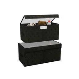 Kuber Industries Black & Beige 2 Pieces Printed Storage Box Organisers With Lid-picture-24