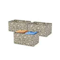 Kuber Industries Black & Beige 3 Pieces Floral Printed Drawer Organisers With Handles-picture-36