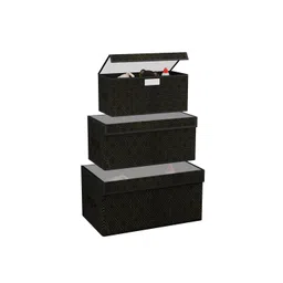 Kuber Industries Black & Beige 3 Pieces Printed Storage Box Organisers With Lid-picture-21