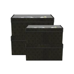 Kuber Industries Black & Beige 4 Pieces Printed Drawer Organisers With Transparent Lid-picture-32