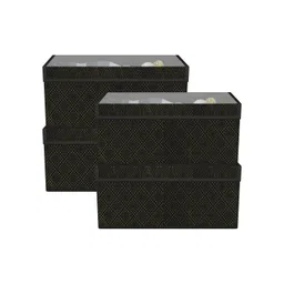 Kuber Industries Black & Beige 4 Pieces Printed Storage Box Organisers With Lid-picture-29