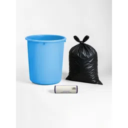 Kuber Industries Black & Blue Open Dustbin With 1 Roll Garbage Bags - 5L-image-41