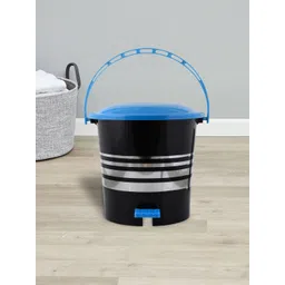 Kuber Industries Black & Blue Striped Dustbin-picture-54
