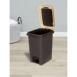 Kuber Industries Black & Cream-Coloured Solid Portable Plastic Push And Pedal Dustbin With Lid 6.5 Ltr-image-10