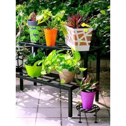 Kuber Industries Black & Gold-Toned 3 Pieces Metal Pot Stand-picture-27