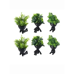 Kuber Industries Black & Green 6 Pieces Succulent Artificial Plants With Pots-picture-27