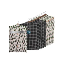 Kuber Industries Black & Green Set Of 24 Printed Cotton Hanging Clothes Packing Organisers-picture-13