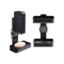 Kuber Industries Black & Grey 2 Pieces Self-Adhesive Soap Holder-picture-35