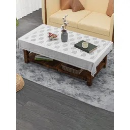 Kuber Industries Black & Grey Check Flower Anti-Skid Cotton 4-Seater Table Cover-picture-36