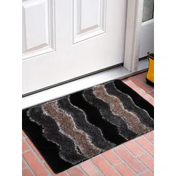 Kuber Industries Black & Grey Textured Velvet Anti-Skid Doormat-picture-14