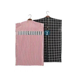 Kuber Industries Black & Maroon 2 Pieces Printed Cotton Hanging Clothes Organisers-picture-16