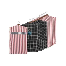 Kuber Industries Black & Maroon Set Of 24 Printed Cotton Hanging Clothes Organisers-picture-18