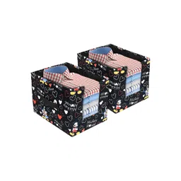 Kuber Industries Black & Red 2 Pcs Foldable small Storage Boxes With Handle-picture-34