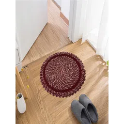 Kuber Industries Black & Red 2 Pieces Cotton Reversible Round Shape Feather Round Doormats-picture-22