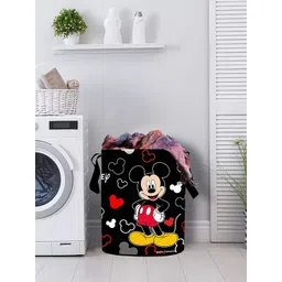 Kuber Industries Black & Red 2 Pieces Mickey Mouse Printed Foldable Laundry Bag 45 Ltr-picture-17