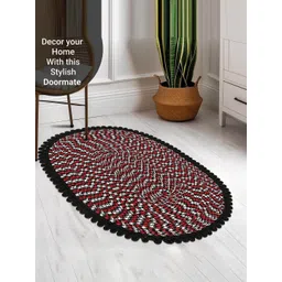 Kuber Industries Black & Red 2 Pieces Printed Anti Slip Cotton Doormats image 5