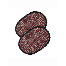 Kuber Industries Black & Red 2 Pieces Printed Anti Slip Cotton Doormats image 1